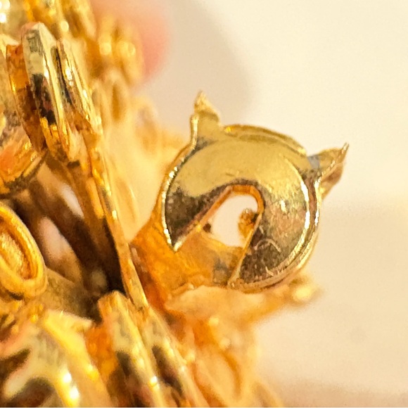 Vintage emerald-teal rhinestone cluster brooch - Picture 6 of 13